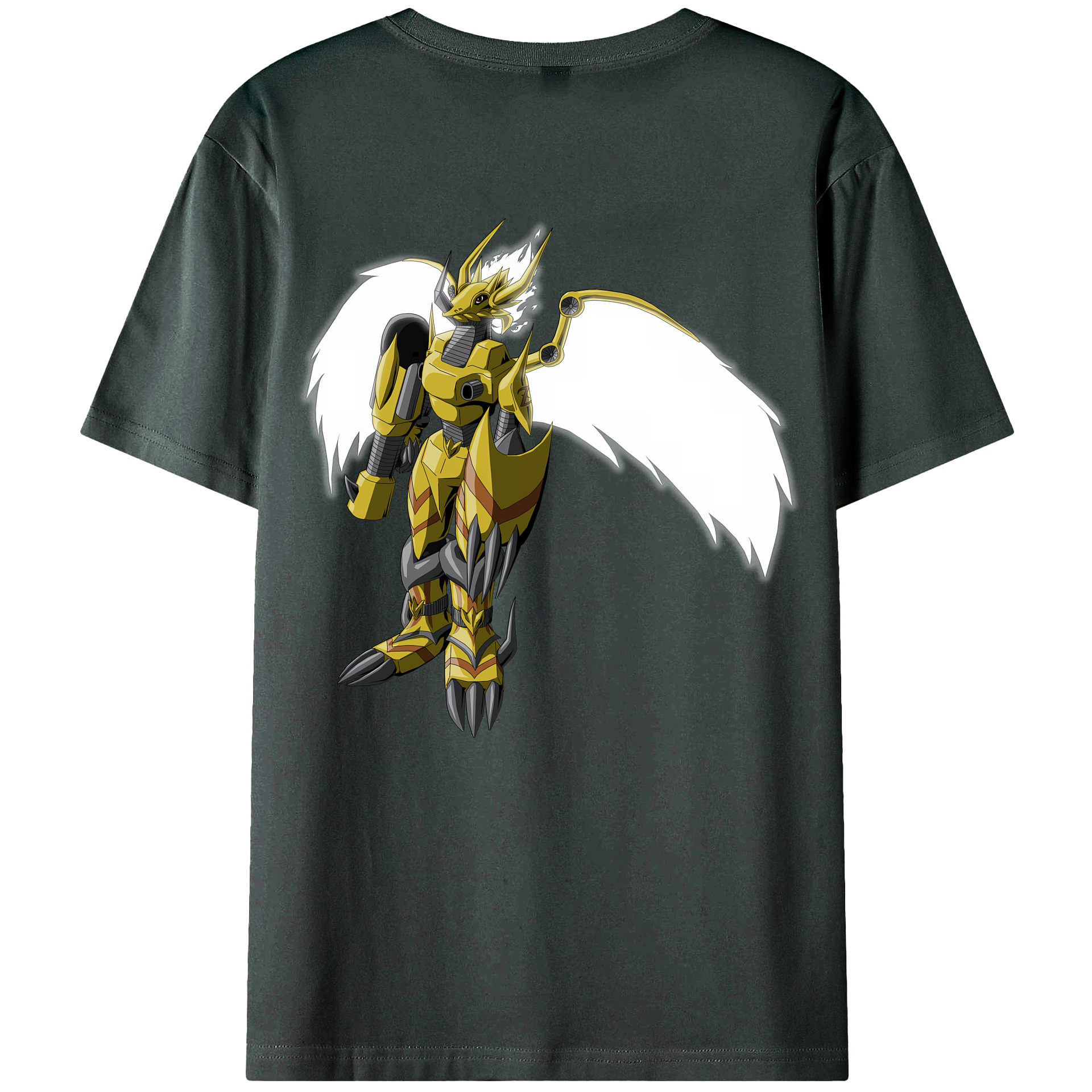 （画像用） Digimon デジタルモンスター/デジモン 綿100％ メンズ半袖Tシャツ（バックプリント） 通気性
